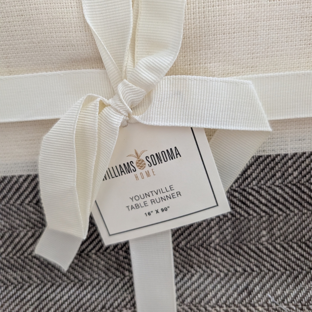 Williams Sonoma Cream and Gray Table Runner